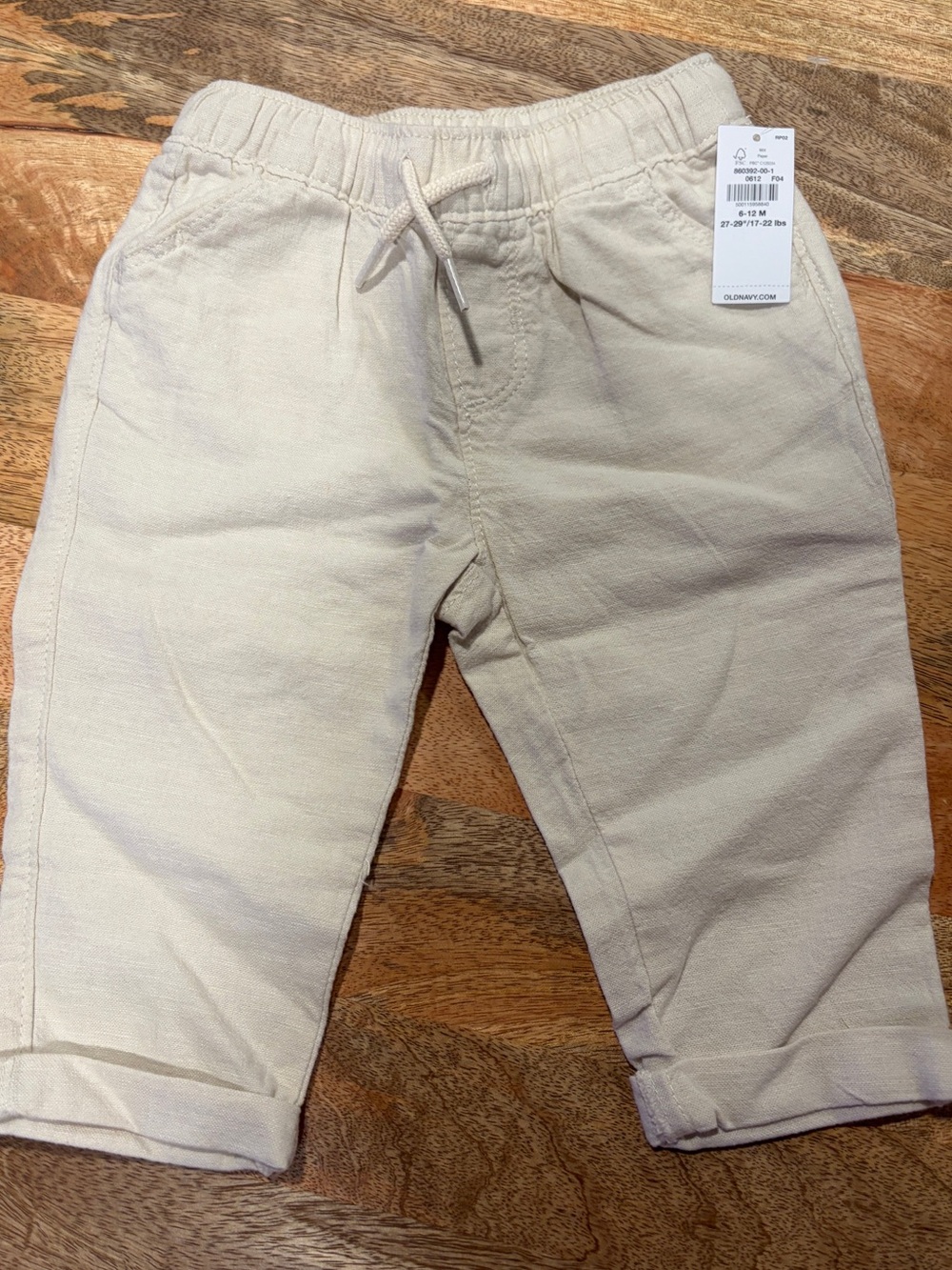 Old Navy Neutral Drawstring Linen Cotton Blend Jogger Pants - Cream